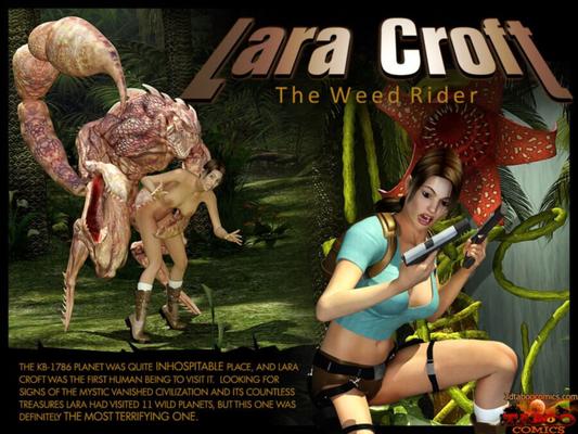 Lara attacked by plants and monsters