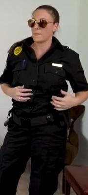Annie in and out of her uniform
